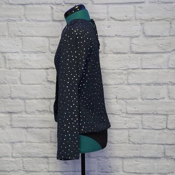 Bcbgenerarion Women's Black Gold polka dot Surplice long sleeve bodysuit Sz S - Picture 4 of 8